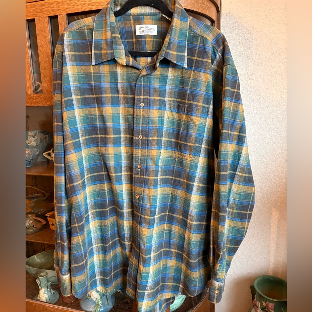 Vintage Sears Roebuck Plaid Flannel Long Sleeve Shirt Plaid Size XXLT Mens